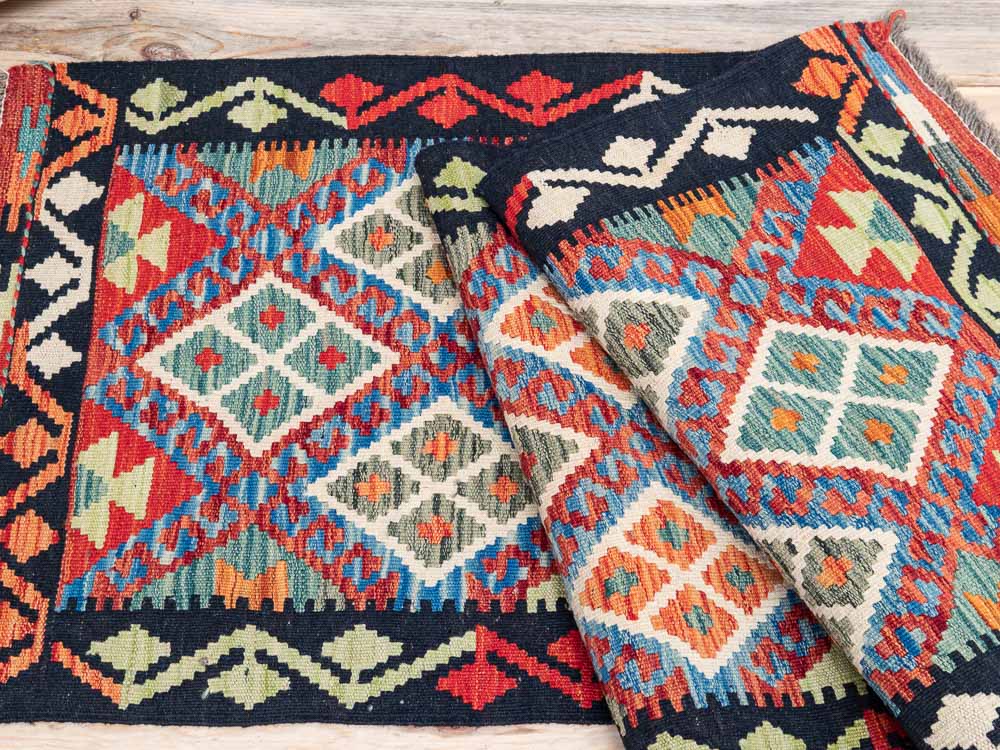 11998 Afghan Vegetable Dyed Kilim Runner Rug 63x206cm (2.0 x 6.9ft)