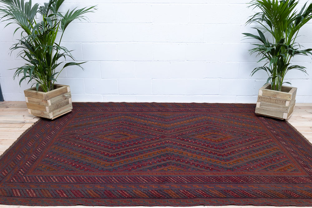 12013 Afghan Mixed Weave Moshwani Carpet 207x275cm (6.9½ x 9.0½ft)