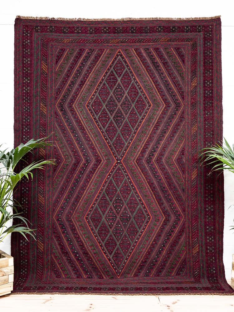 12015 Afghan Mixed Weave Moshwani Carpet 210x285cm (6.10 x 9.4ft)