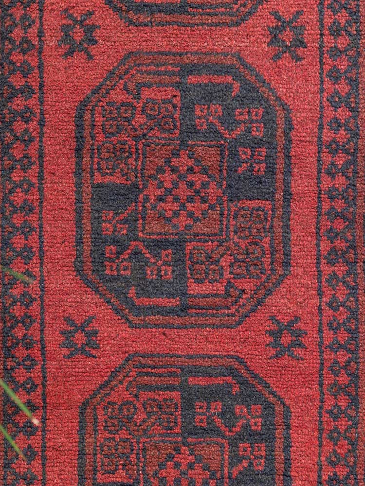 12052 Afghan Red Aq Chah Runner Rug 66x295cm (2.2 x 9.8ft)