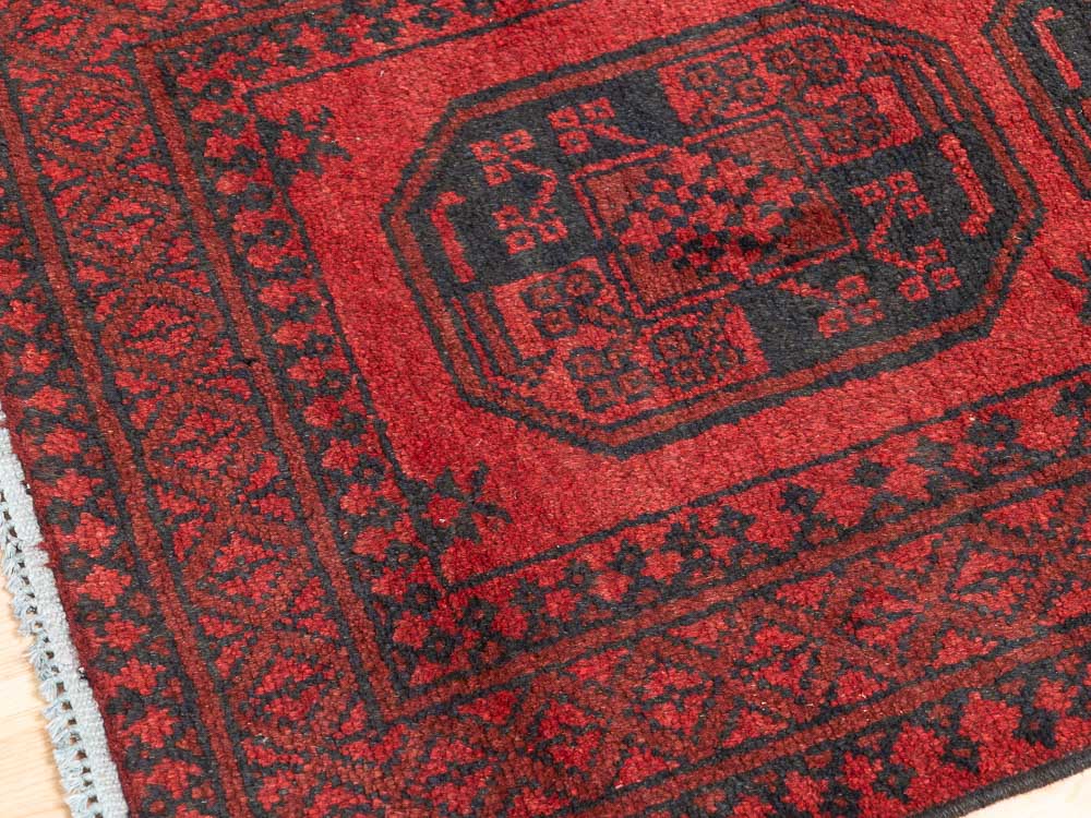 12052 Afghan Red Aq Chah Runner Rug 66x295cm (2.2 x 9.8ft)