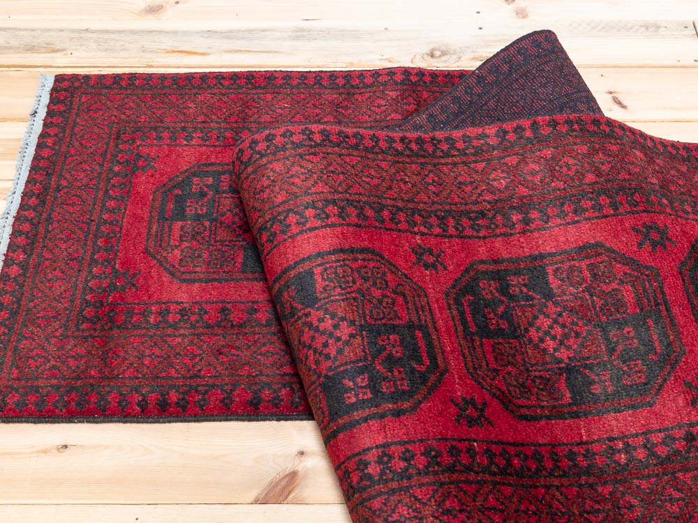 12052 Afghan Red Aq Chah Runner Rug 66x295cm (2.2 x 9.8ft)