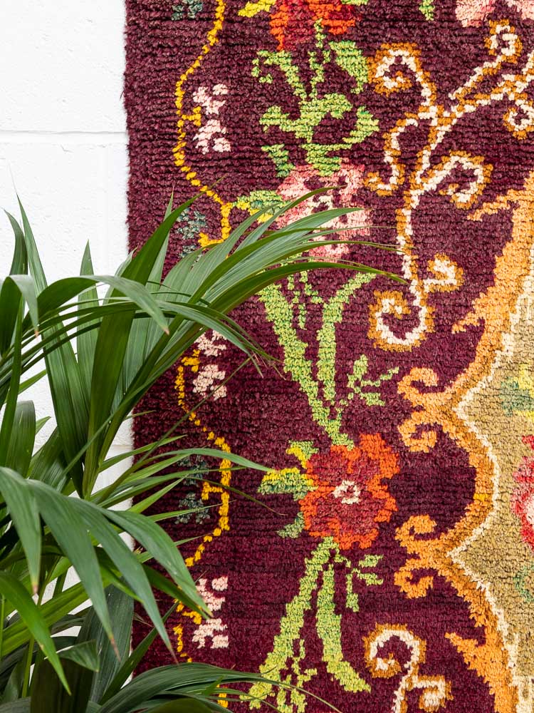12110 Vintage Moldovan Rose Pile Carpet Rug 155x190cm (5.1 x 6.2½ft)