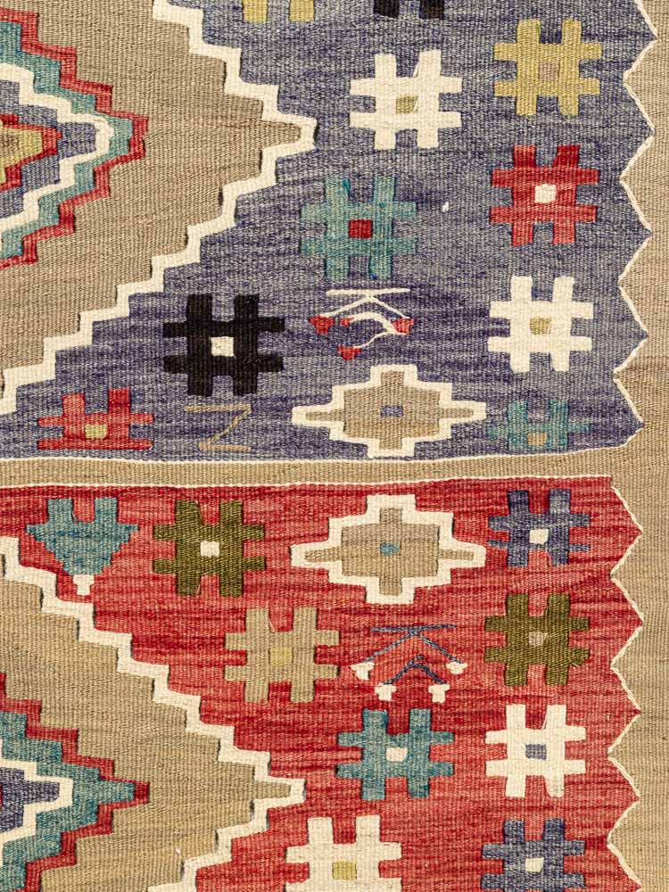 12120 Vintage Turkish Esme Kilim Rug 99x194cm (3.3 x 6.4ft)