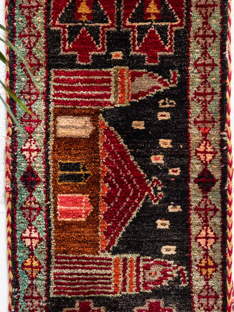 12143 Vintage Turkish Kars Mosque Carpet Floor Cushion 43x109cm (1.5 x 3.7ft)