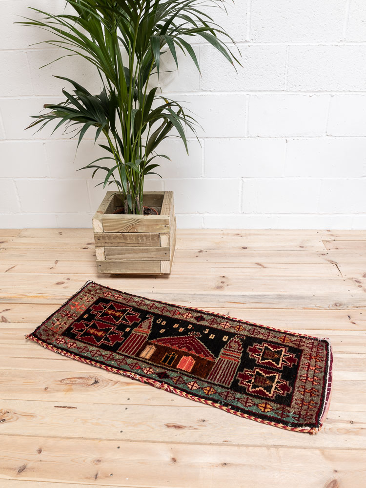 12143 Vintage Turkish Kars Mosque Carpet Floor Cushion 43x109cm (1.5 x 3.7ft)