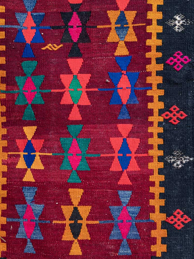 12151 Small Vintage Turkish Denizli Kilim Rug 47x86cm (1.6 x 2.10ft)