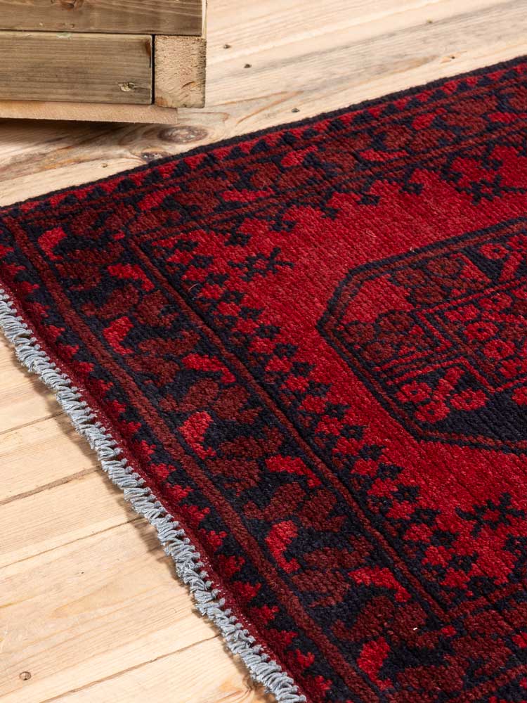 12170 Afghan Red Aq Chah Runner Rug 70x238cm (2.3 x 7.9ft)