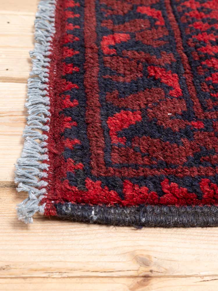 12170 Afghan Red Aq Chah Runner Rug 70x238cm (2.3 x 7.9ft)