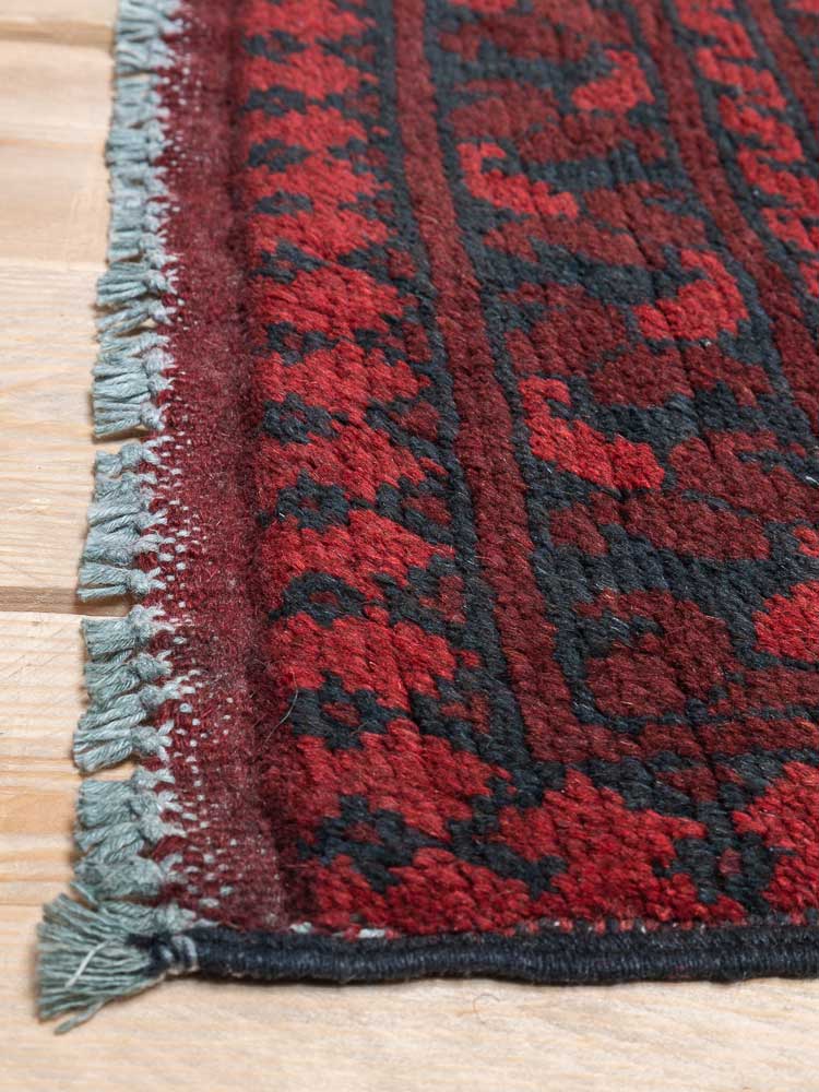 12171 Afghan Red Aq Chah Runner Rug 65x246cm (2.1 x 8.1ft)