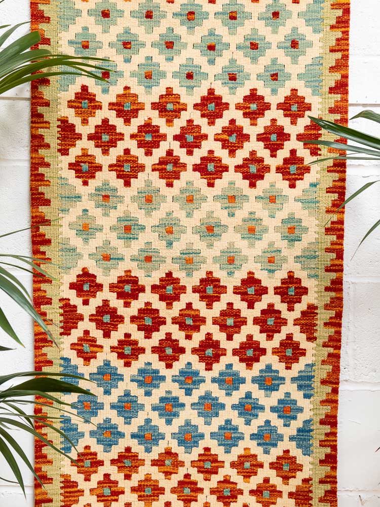 12172 Afghan Vegetable Dyed Kilim Runner Rug 65x195cm (2.1 x 6.4ft)