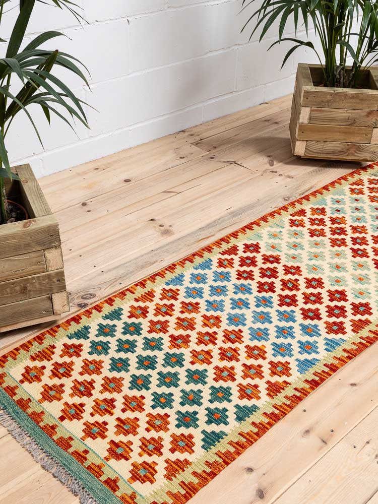 12172 Afghan Vegetable Dyed Kilim Runner Rug 65x195cm (2.1 x 6.4ft)