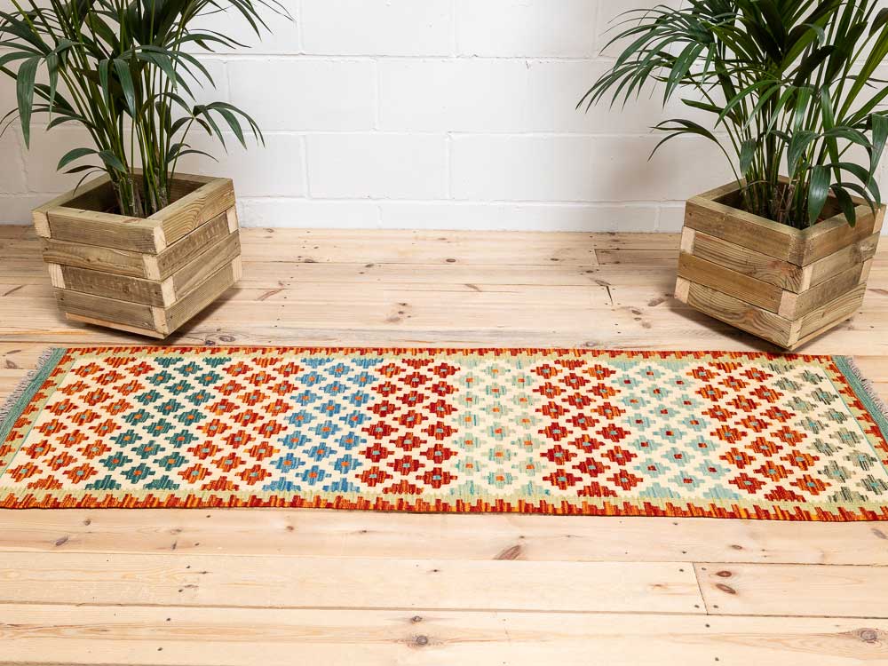 12172 Afghan Vegetable Dyed Kilim Runner Rug 65x195cm (2.1 x 6.4ft)