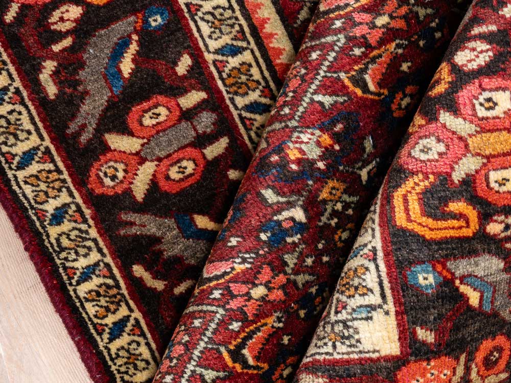 12185 Vintage Persian Zanjan Hand-knotted Hamadan Rug 140x224cm (4.7 x 7.4ft)