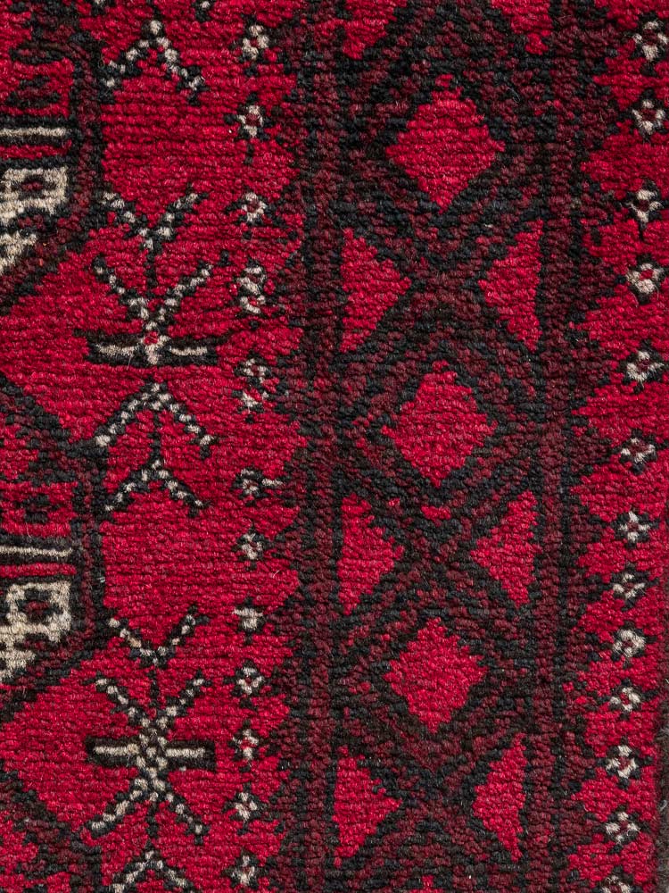 12194 Small Afghan Red Aq Chah Runner Rug 53x146cm (1.9 x 4.9ft)