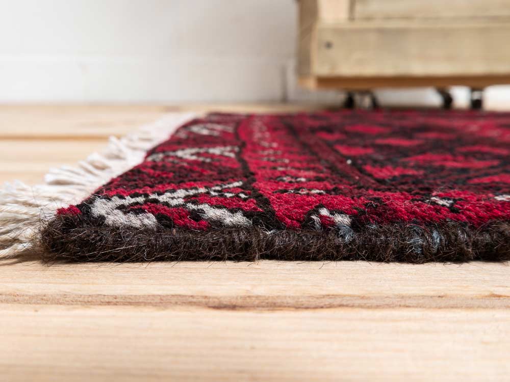 12194 Small Afghan Red Aq Chah Runner Rug 53x146cm (1.9 x 4.9ft)