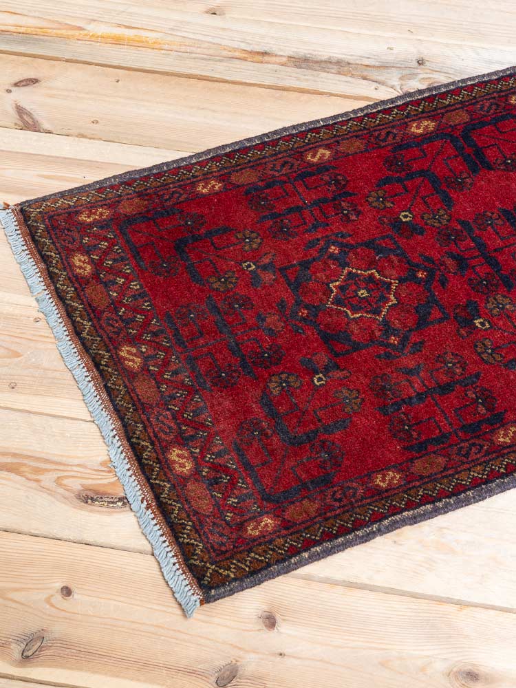 12204 Fine Afghan Khal Mohammedi Runner Rug 53x148cm (1.9 x 4.10ft)