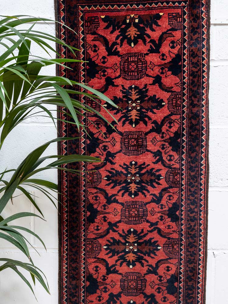 12205 Fine Afghan Khal Mohammedi Runner Rug 56x151cm (1.10 x 4.11ft)