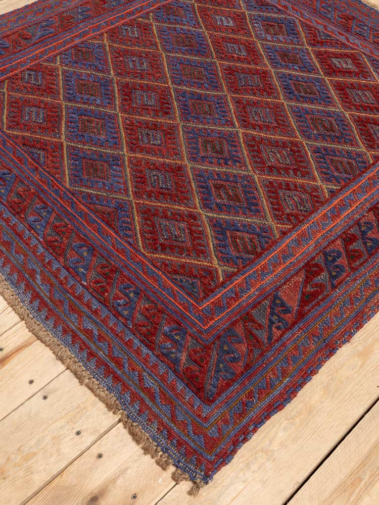 12211 Afghan Moshwani Mixed Weave Rug 127x131cm (4.2 x 4.3ft)