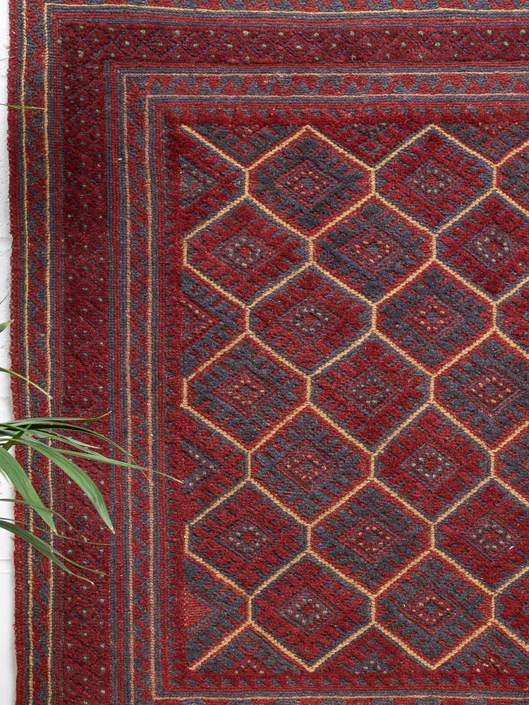 12212 Afghan Moshwani Mixed Weave Rug 121x128cm (3.11 x 4.2ft)