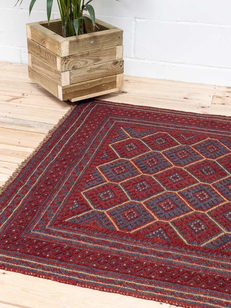 12212 Afghan Moshwani Mixed Weave Rug 121x128cm (3.11 x 4.2ft)