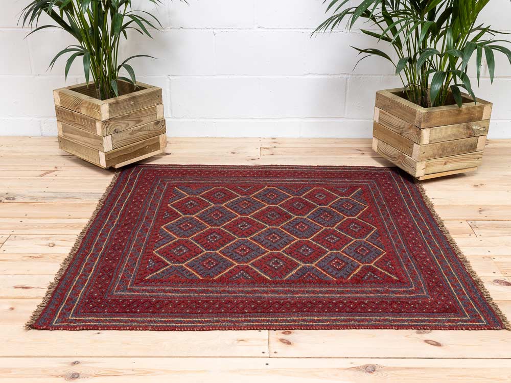 12212 Afghan Moshwani Mixed Weave Rug 121x128cm (3.11 x 4.2ft)