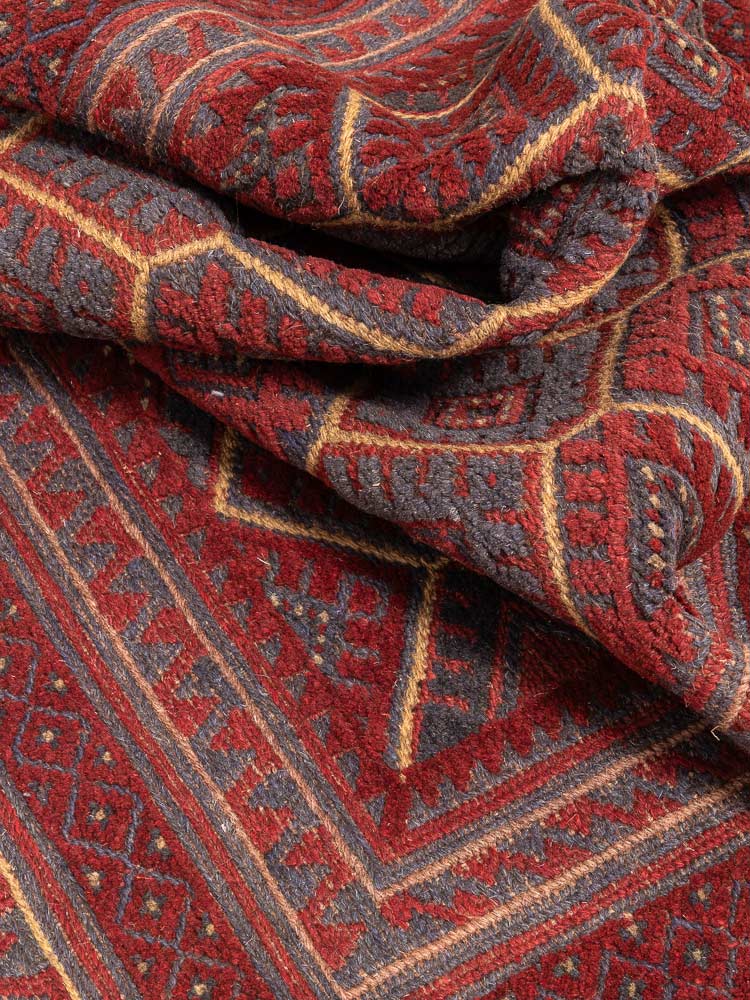 12212 Afghan Moshwani Mixed Weave Rug 121x128cm (3.11½ x 4.2½ft)