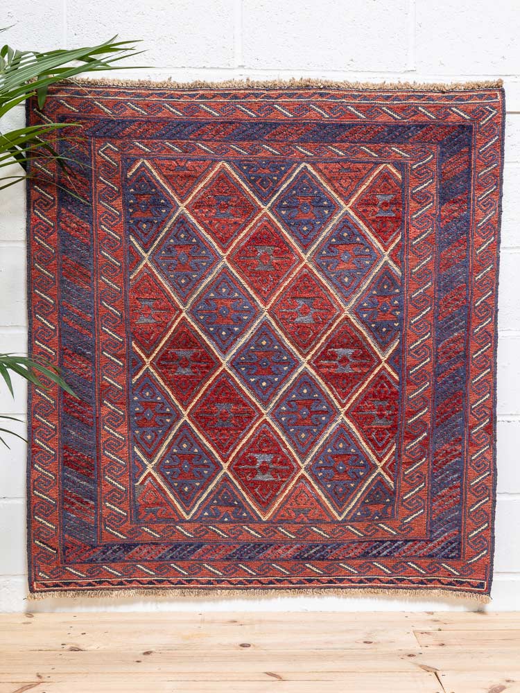 12213 Afghan Moshwani Mixed Weave Rug 127x134cm (4.2 x 4.4½ft)