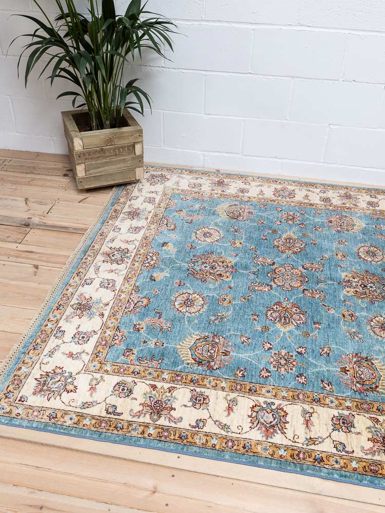 12223 Fine Blue Afghan Ziegler Carpet 174x240cm (5.8½ x 7.10½ft)