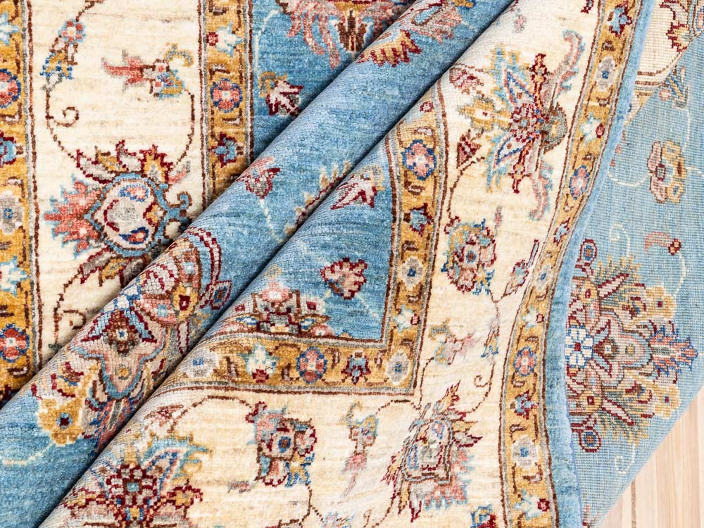 12223 Fine Blue Afghan Ziegler Carpet 174x240cm (5.8½ x 7.10½ft)