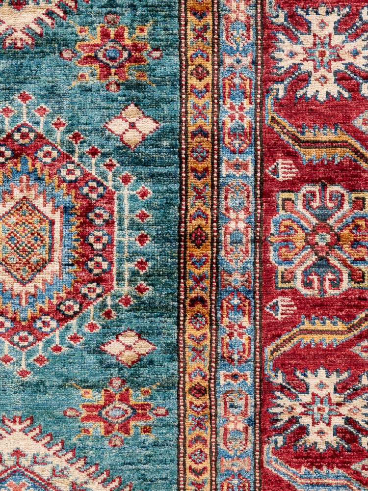 12225 Fine Afghan Emerald Super Kazak Rug 180x243cm (5.10 x 7.11ft)
