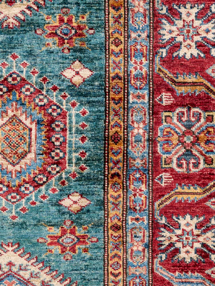 12225 Fine Afghan Emerald Super Kazak Rug 180x243cm (5.10 x 7.11ft)