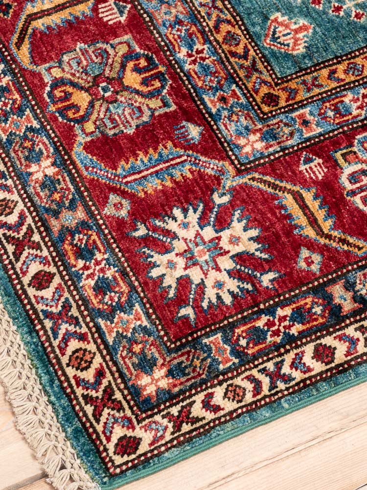 12225 Fine Afghan Emerald Super Kazak Rug 180x243cm (5.10 x 7.11ft)