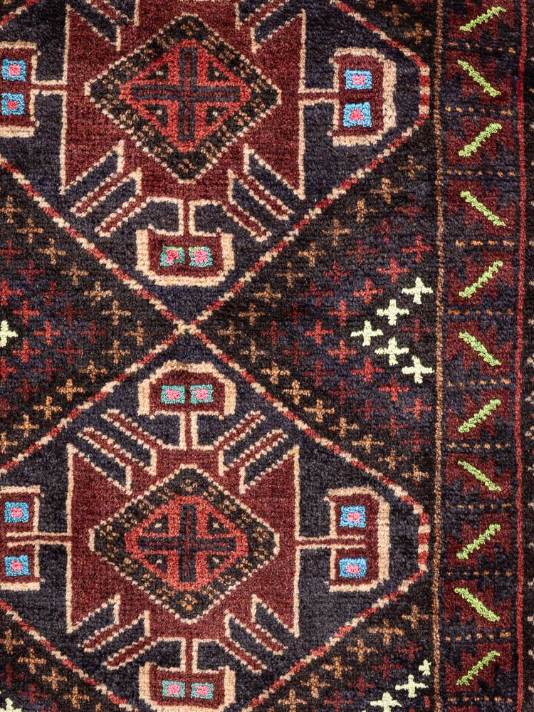 12237 Afghan Small Baluch Vintage Rug 44x61cm (1.5 x 2ft)