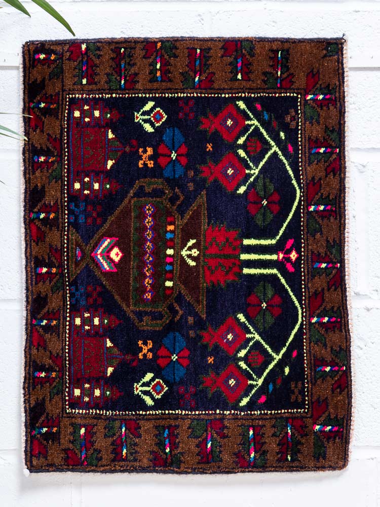 12238 Afghan Small Baluch Vintage Rug 49x66cm (1.7 x 2.2ft)