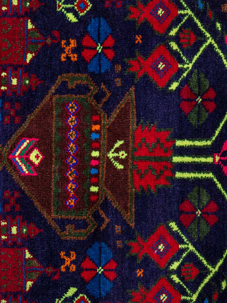 12238 Afghan Small Baluch Vintage Rug 49x66cm (1.7 x 2.2ft)