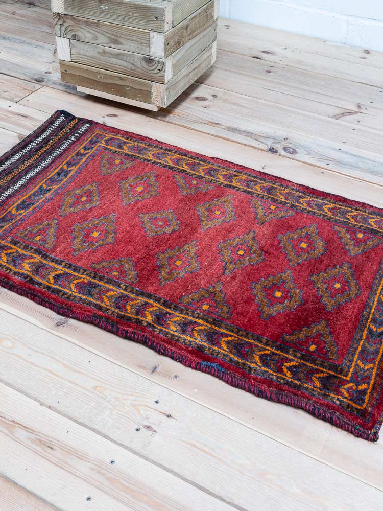 12249 Vintage Afghan Baluch Tribal Carpet Floor Cushion 62x105cm (2.0½ x 3.5ft)