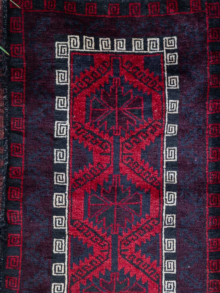 12255 Vintage Afghan Baluch Tribal Carpet Floor Cushion 60x123cm (1.11 x 4.0ft)