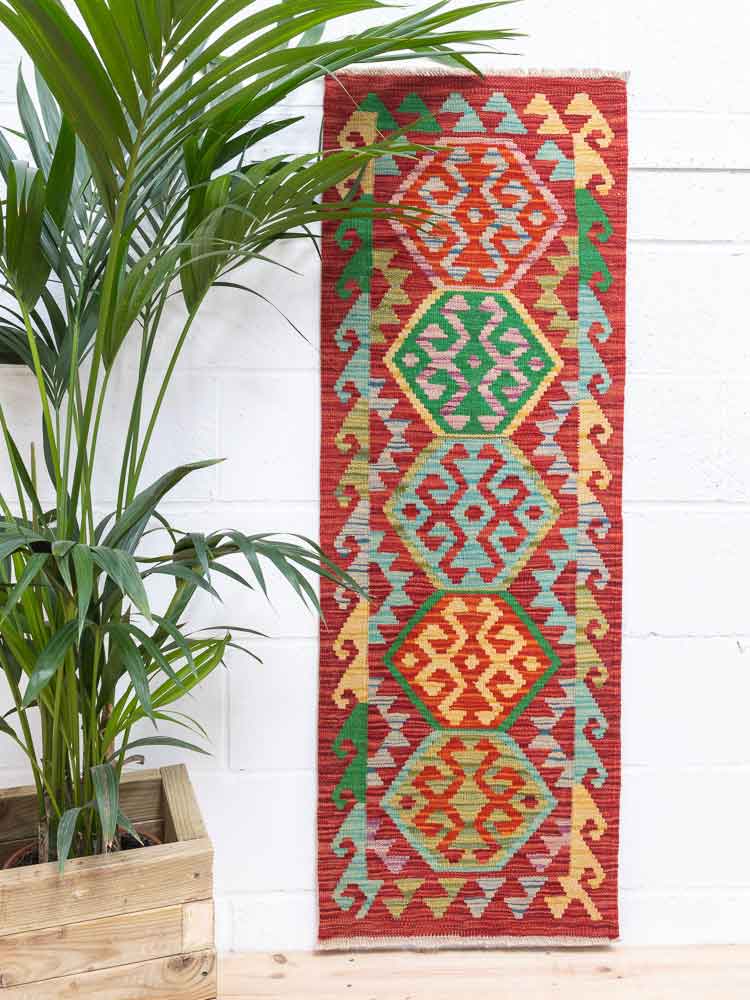 12271 Afghan Vegetable Dyed Kilim Runner Rug 53x149cm (1.9 x 4.10ft)