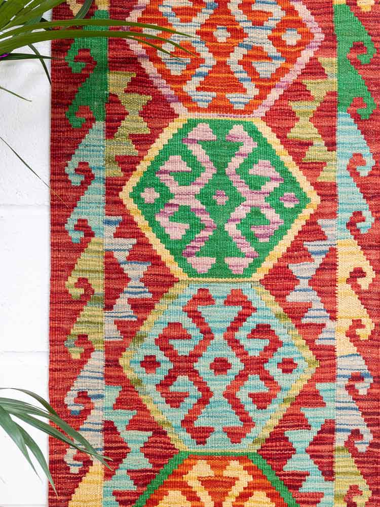 12271 Afghan Vegetable Dyed Kilim Runner Rug 53x149cm (1.9 x 4.10ft)