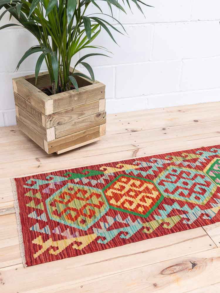 12271 Afghan Vegetable Dyed Kilim Runner Rug 53x149cm (1.9 x 4.10ft)