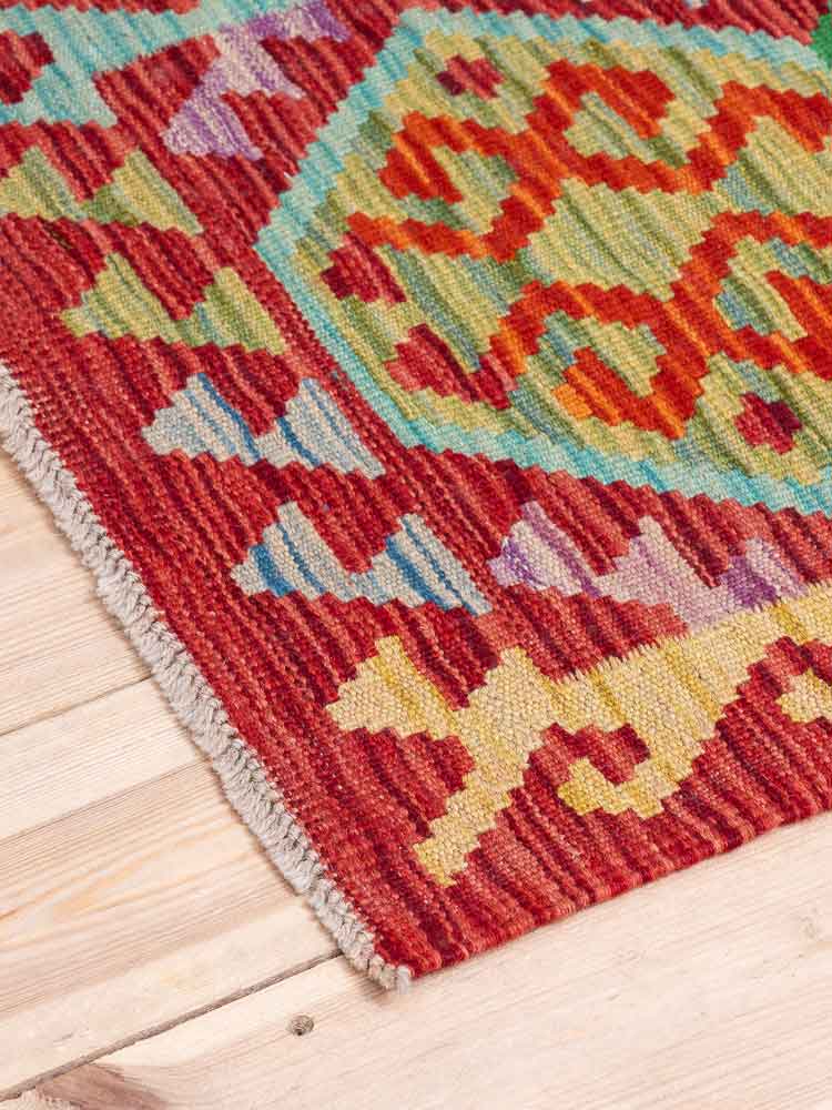 12271 Afghan Vegetable Dyed Kilim Runner Rug 53x149cm (1.9 x 4.10ft)