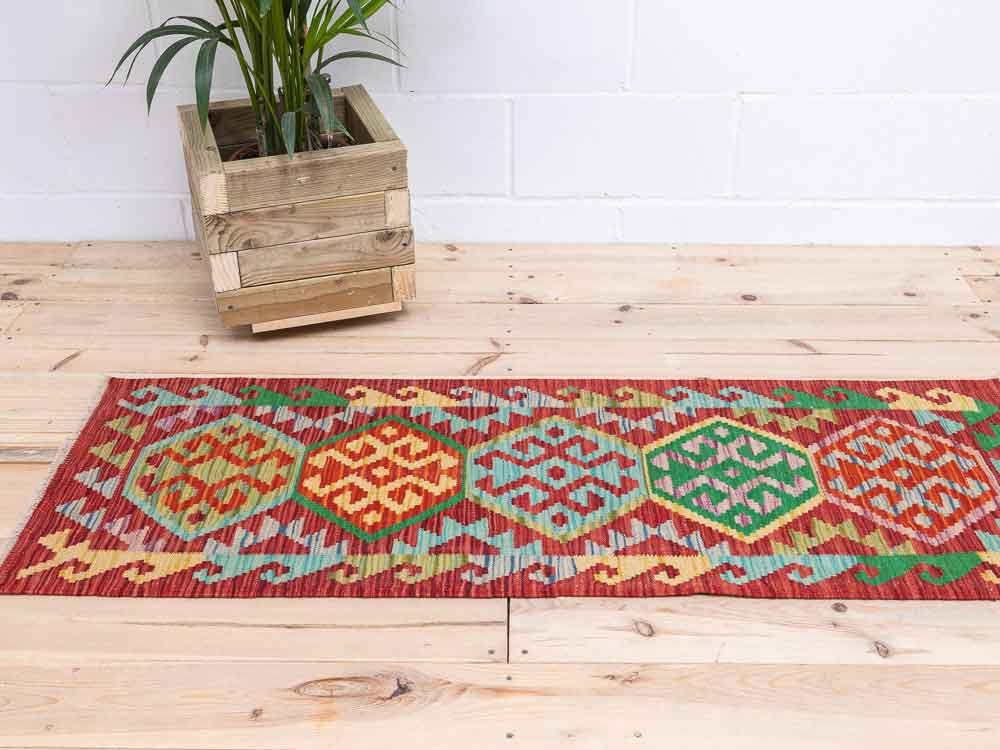 12271 Afghan Vegetable Dyed Kilim Runner Rug 53x149cm (1.9 x 4.10ft)