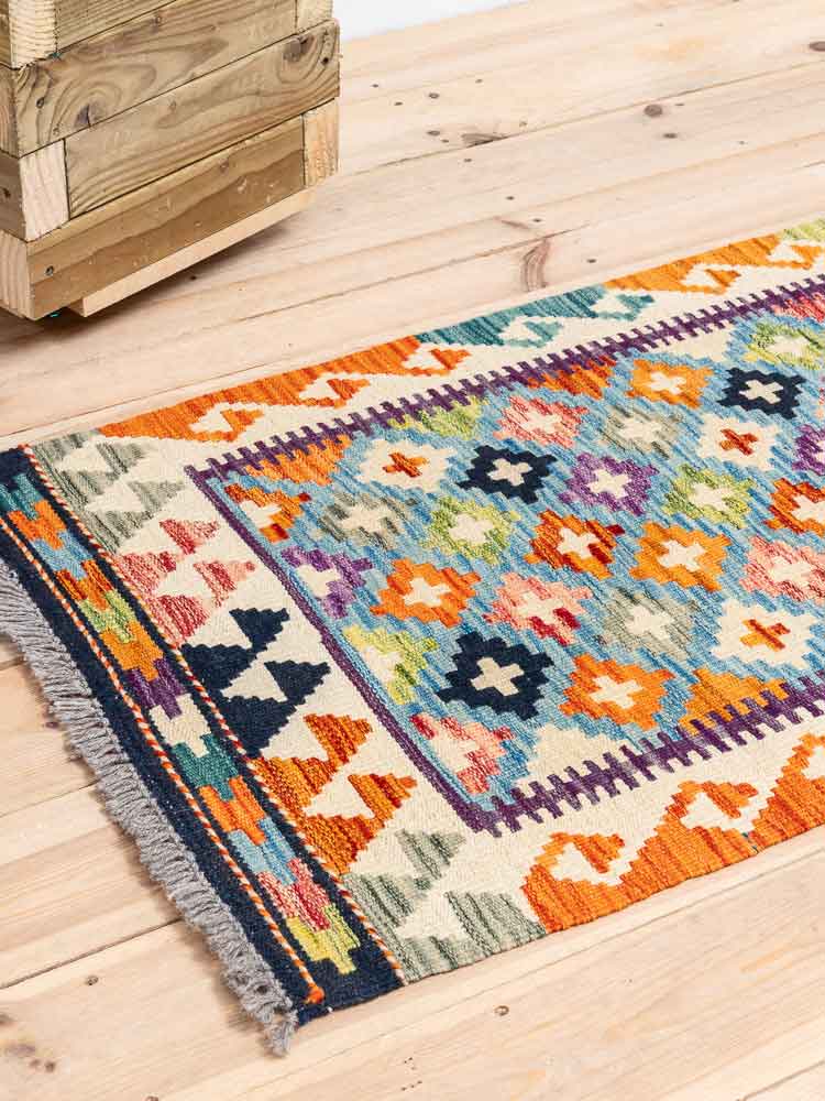 12272 Afghan Vegetable Dyed Kilim Runner Rug 61x148cm (2 x 4.10ft)