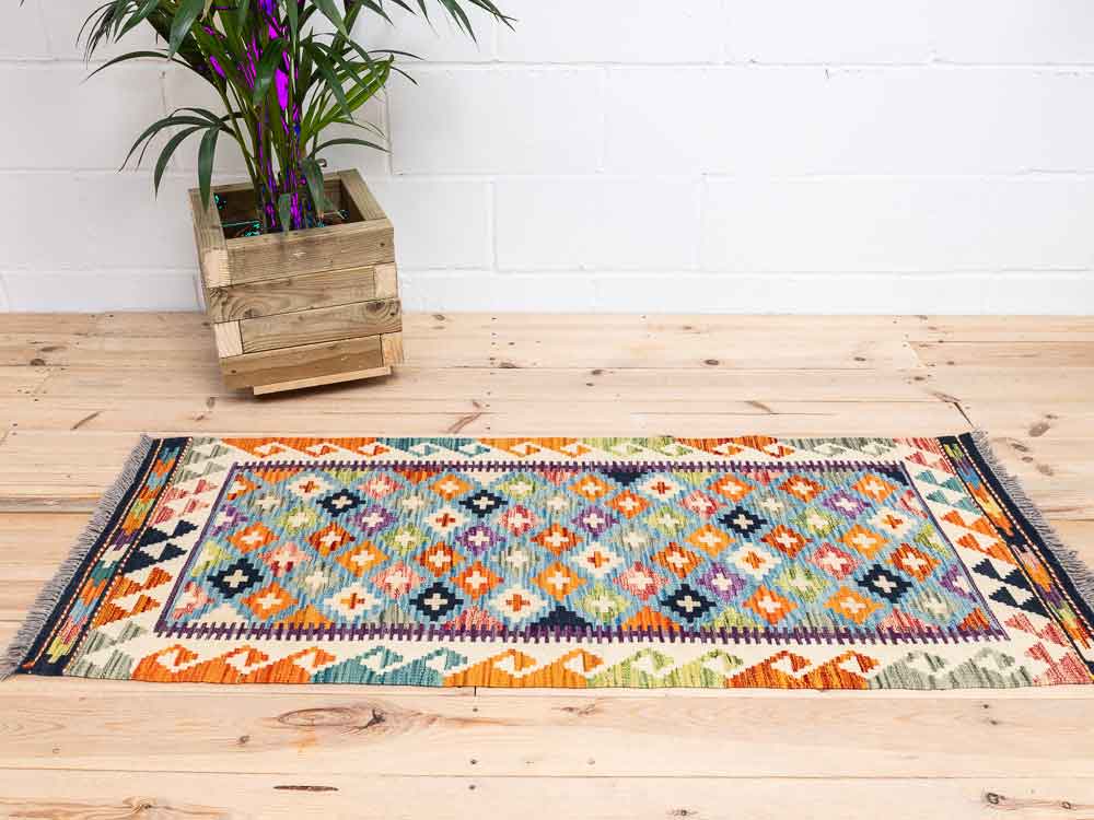 12272 Afghan Vegetable Dyed Kilim Runner Rug 61x148cm (2 x 4.10ft)