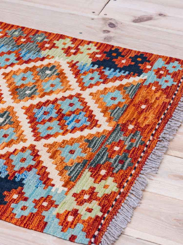 12280 Afghan Vegetable Dyed Kilim Runner Rug 68x158cm (2.2 x 5.2ft)