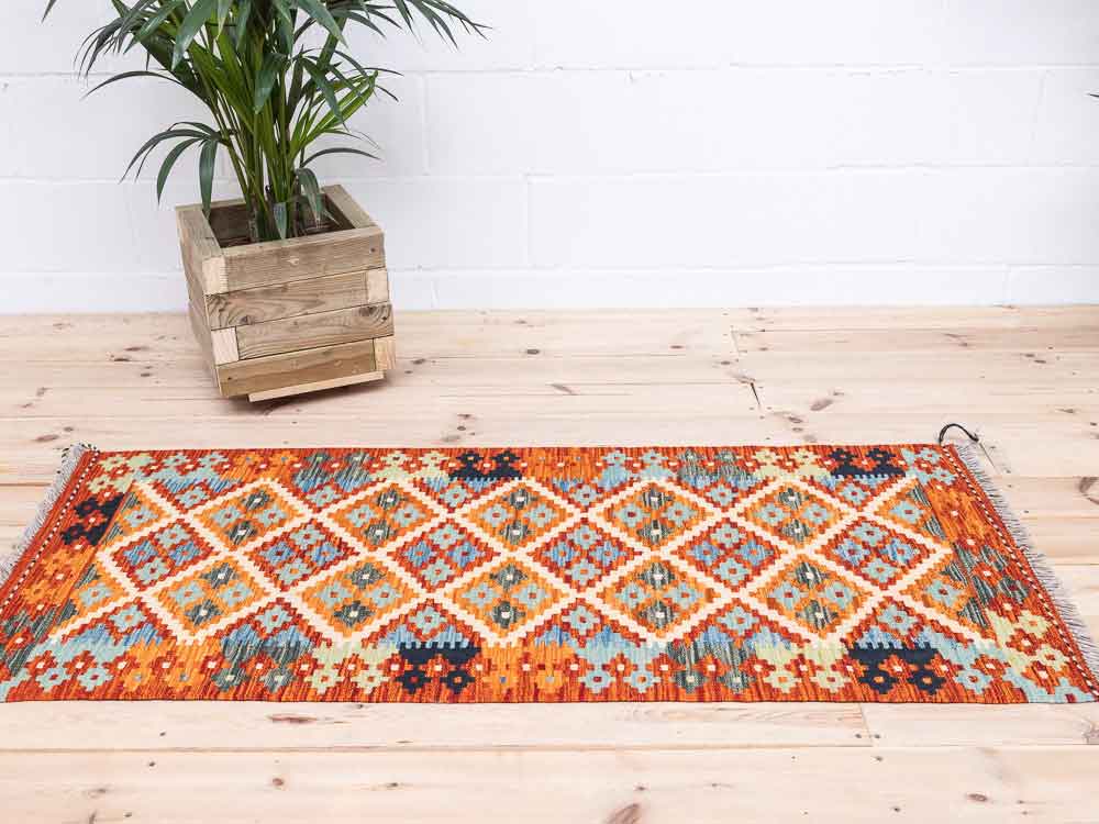 12280 Afghan Vegetable Dyed Kilim Runner Rug 68x158cm (2.2 x 5.2ft)