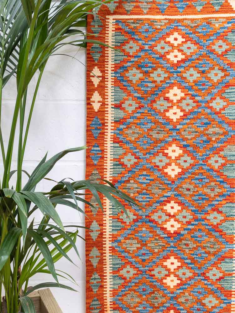 12281 Afghan Vegetable Dyed Kilim Runner Rug 66x151cm (2.2 x 4.11ft)