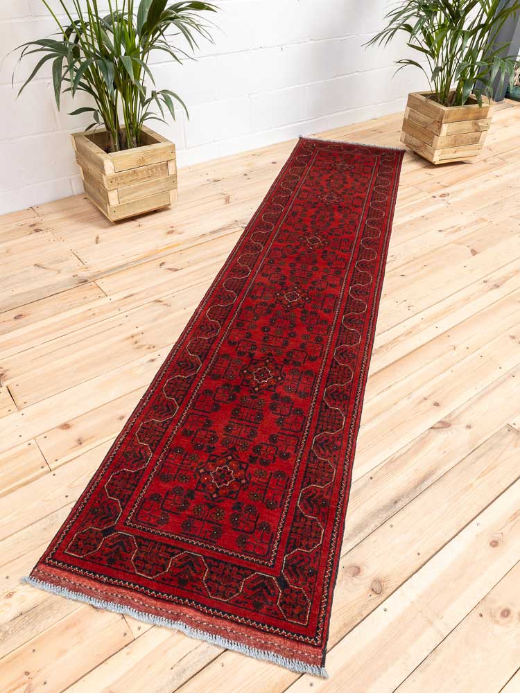 12295 Fine Afghan Khal Mohammedi Runner Rug 67x298cm (2.2 x 9.9ft)