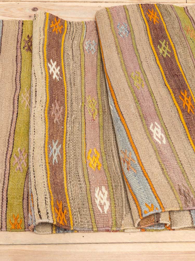 12296 Vintage Turkish Fethiye Kilim Runner Rug 66x263cm (2.2 x 8.7ft)